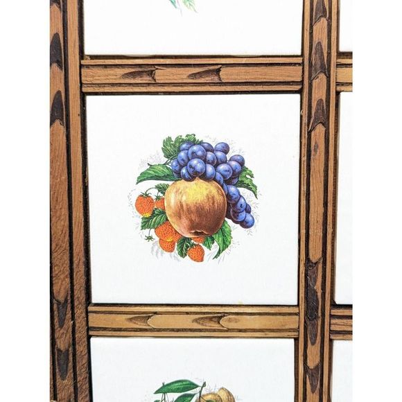 Vintage MCM Hand Carved Wood SERVING TRAY Ceramic Fruit Art Tile Trivet Mexico - Picture 6 of 10